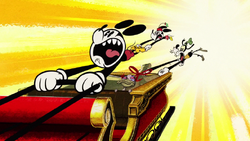 Mickey Minne And Goofy Are Screaming On Santa's Sleigh.png