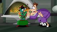 Doofenshmirtz sings "I Really Don't Hate Christmas" to Perry.