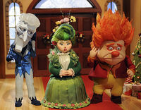 Snow Miser and Heat Miser with Mother Nature in A Miser Brothers' Christmas.