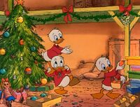 Huey, Dewey, and Louie's cameo in Mickey's Christmas Carol.