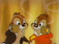 Chip and Dale in the Christmas-themed Chip 'n Dale Rescue Rangers promo.