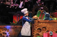 Cookie Monster in Christmas with the Mormon Tabernacle Choir.