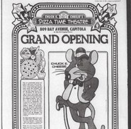 A grand opening notice for Capitola, California. Foxy is shown on the star on the bottom right.
