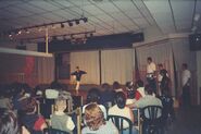 Full view of the stage during a karate live show.