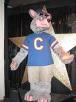 Plastic 3-Stage Animatronic (2000-mid 2010s) with blue Cool Chuck hat, blue shirt, and shorts