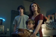 Grant with Charlotte and Henry in the Chucky episode Panic Room.