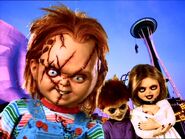 Tiffany, Chucky and Glen vacation slide in Seattle.