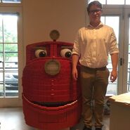 Thomas Hall with a Mega Bloks Wilson made for a toy fair