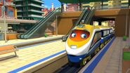 Payce arriving at Chuggington Central Station