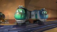 Hoot and Toot covered in tunnel sludge