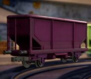 A purple hopper car