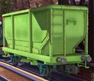 A green hopper car