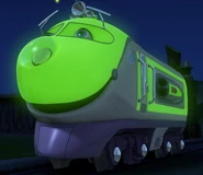 Koko in luminous green paint