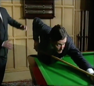 Simon Williams moments before his death in Cluedo: Politician's Funeral