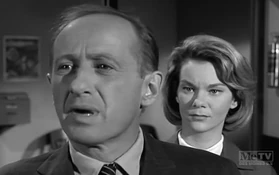 Milton Selzer (front) appearing in Perry Mason: The Case of the Bullied Bowler, prior to his off-screen death 