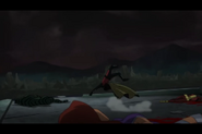 Brandon Soo Hoo's body (right) in Justice League Dark: Apokolips War