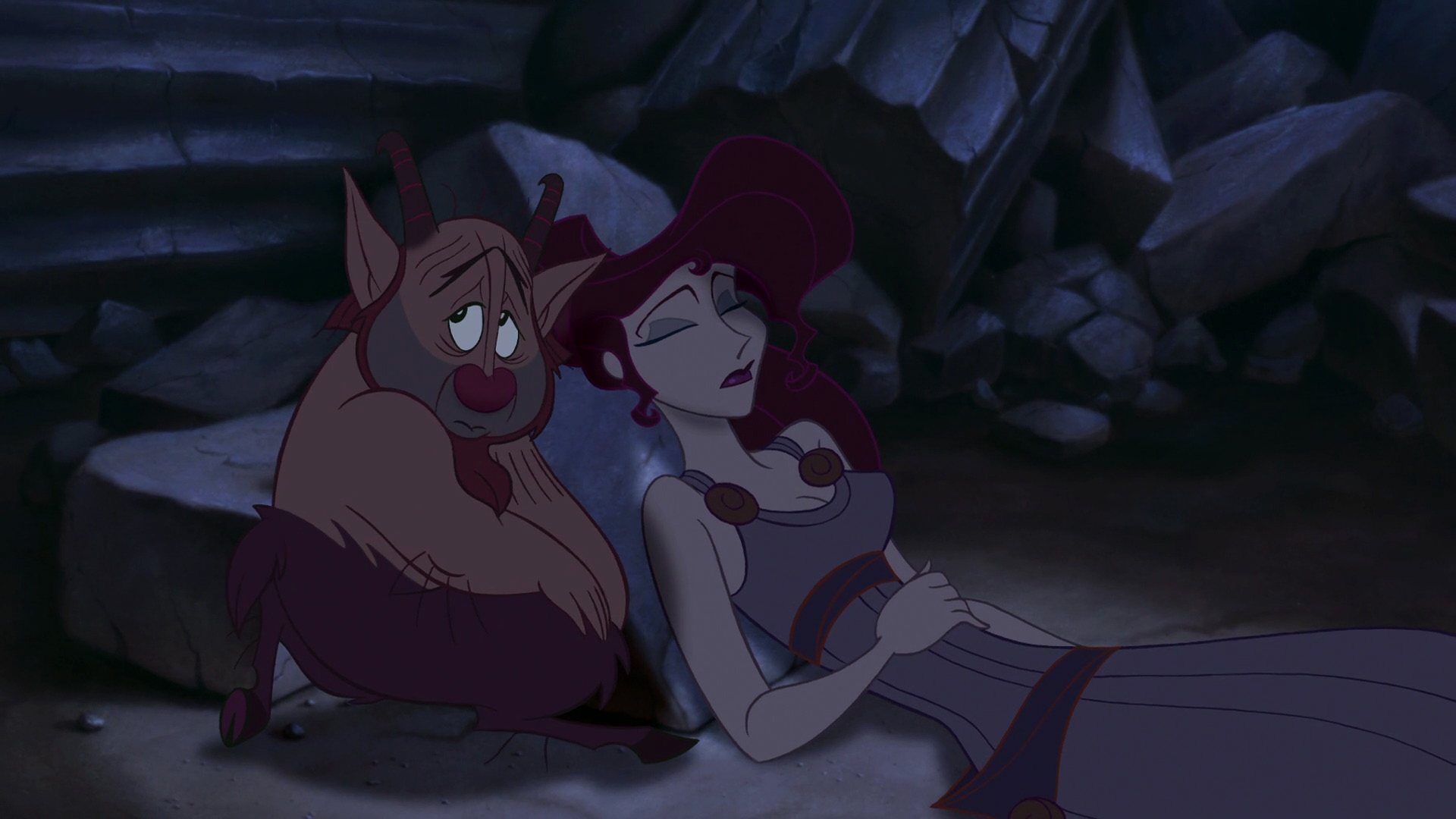 Susan Egan as Megara and Tate Donovan as Hercules.