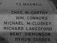 Randy Boone, Ron Foster, and Warren Oates' character names on a memorial in The Twilight Zone: The 7th is Made Up of Phantoms