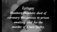 The on-screen text of James Mason’s death in Lolita