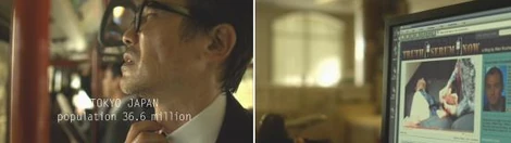 Left: Yoshiaki Kobayashi in Contagion. Right: Yoshiaki Kobayashi's death in Contagion