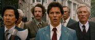 James Marsden (middle) on his crew in Anchorman 2.