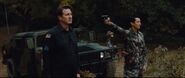 Brett Cullen (left) about to be shot in Red Dawn