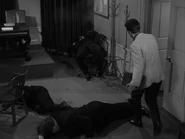 Dabbs Greer dead, along with David Opatoshu and Jacques Aubuchon in The Twilight Zone: Valley of the Shadow