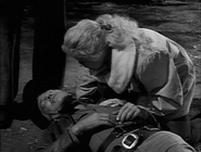 Cesar Romero dead with Jena Engstrom in 'Rawhide: The Child-Woman'