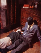 Catherine Lacey dead (on floor, beside Boris Karloff) in The Sorcerers