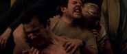 Zombie Phyllis MacMahon attacking Nick Frost in Shaun of the Dead