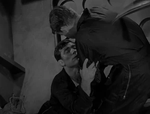 Paul Comi (left) with Roddy McDowall in The Twilight Zone: People Are Alike All Over