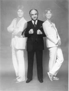 Publicity still of Andrew Stevens and Kate Jackson as ghosts (with Jack Warden) in Topper