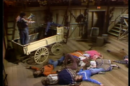 The square dancers dead (Chevy Chase included) in SNL (10-25-1975)
