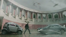 Greg Louganis crushed by shark (right) in Sharknado 5: Global Swarming 