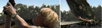 Left: Kathryn Joosten in Mega Python vs. Gatoroid.Right: Kathryn Joosten's death in Mega Python vs. Gatoroid.