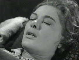 Diane Brewster at the moment of her death in 'Wagon Train-The Lita Foladaire Story'