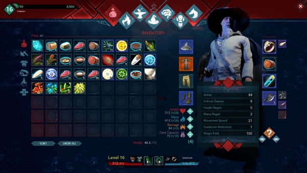 Attributes screen