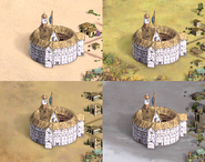 City view of Shakespeare's Theater built on different terrains.
