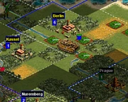 A German Tiger I tank. This is a picture of the 200x400 sized map and not from the actual scenario. Notice that Germany proper is much larger. The map from the campaign is a 200x200 sized map.