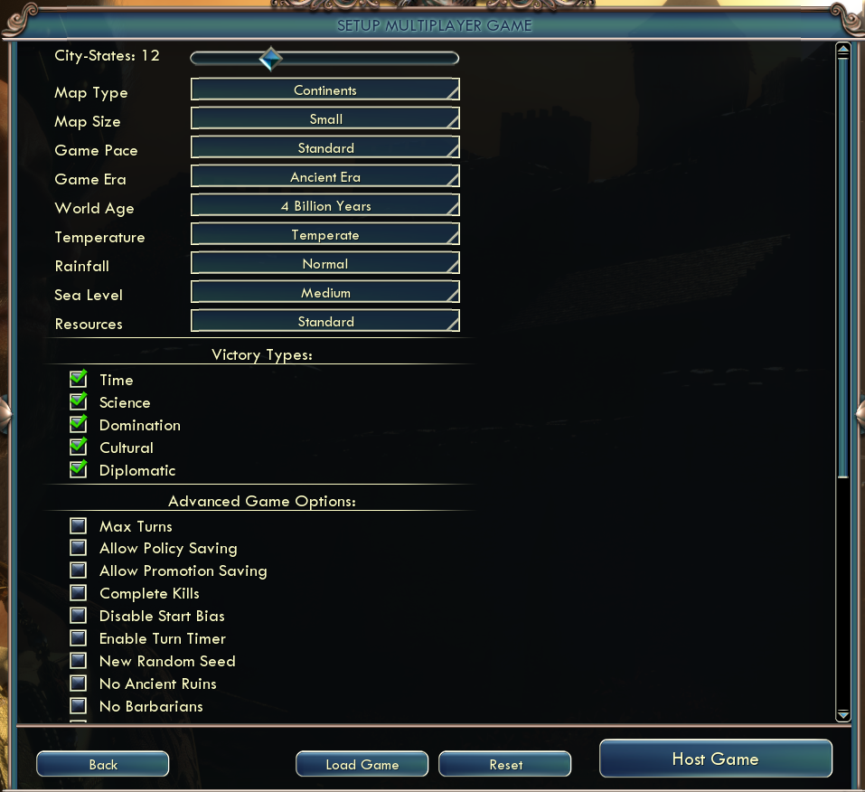 Multiplayer Options dialog