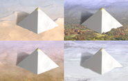 City view of the Pyramid built on different terrains.