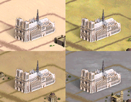City view of JS Bach's Cathedral built on different terrains.