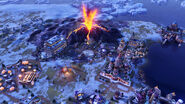 A screenshot displaying the new content in Gathering Storm: Eyjafjallajökull erupting