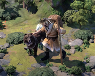 Scout petting dog