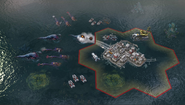 A floating settlement featuring new alien units.