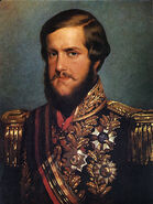 An 1850 portrait of Pedro II by François-René Moreaux (which appears to have inspired his in-game model)