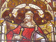 A window of Lerwick Town Hall portraying Harald Hardrada (which appears to have inspired his in-game model)