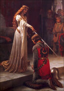 A painting of Eleanor knighting a follower (which appears to have inspired her in-game model)