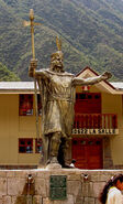 Pachacuti statue in Aguas Calientes, Peru