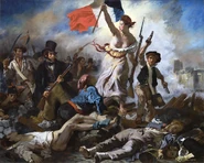 Liberty Leading the People (La Liberté guidant le peuple), painted by Eugène Delacroix (which appears to have inspired the in-game French Imperial background art)